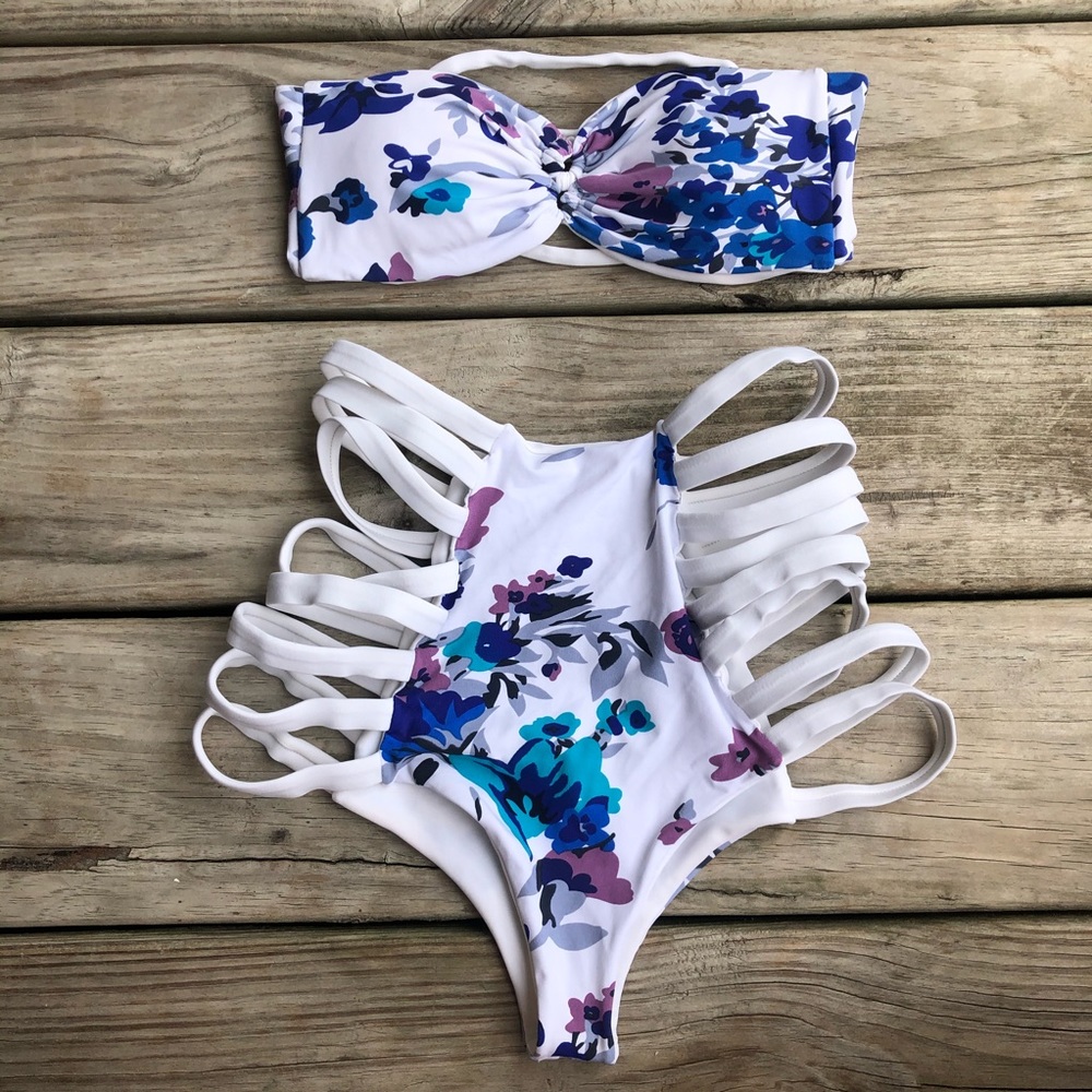 Reversible Flower High Rise Bathing Suit Gem